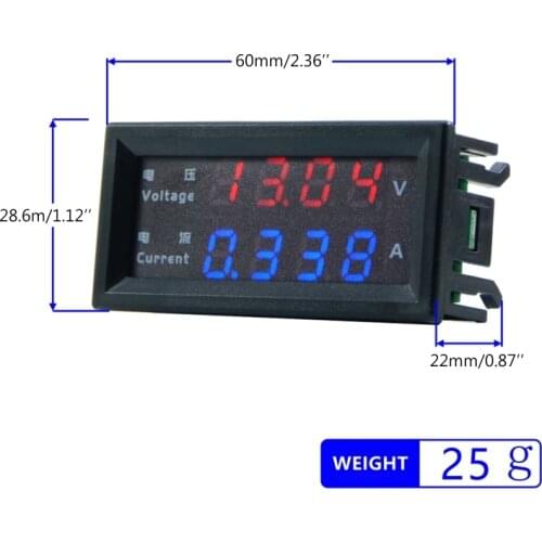 4 Digits High Precision DC 100V 200V 10A Voltmeter Ammeter Dual LED Digital Display Amp Volt Merter Panel Gauge