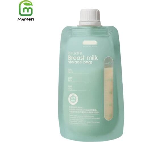 MAMON Breast Milk Storage Bags Pouch Direct-Pump Direct-Feed Twist Cap for Pumping Freezing Heating and Feeding 20PCS