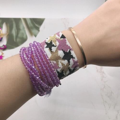 BLUESTAR MIYUKI Bracelet Fashion Purple Star Bracelet For Women Crystal Bead Pulseras Mujer Moda Handmade Tassel