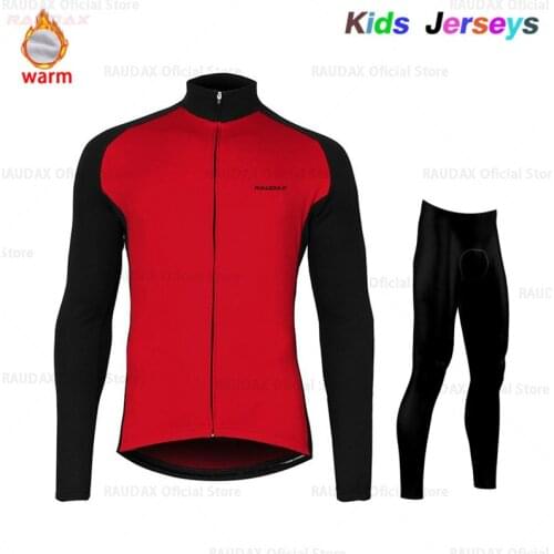 2021 Winter Cycling Clothig Kids Cycling Jersey Set Boy Fleece Keep Warm Bike Uniform Ropa Ciclismo Children Outdoor Sportswear