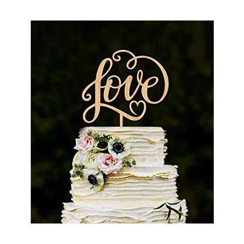 1pcs Love Rustic Wedding Cake Topper,Wood Cake Topper,Custom Wedding Cake Topper,Cake Accessory,Event & Party Decorations