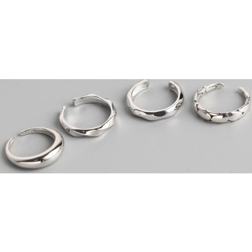 1pc Punk Rock Authentic S925 Sterling Silver Fine Jewelry Glossy Irregular Geometric-Cut ring Open adjust comfortable new J438