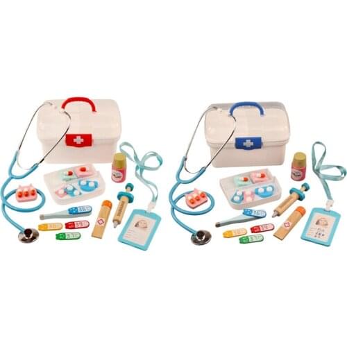 16Pcs Children Pretend Play Toys Kids Wooden Kit Simulation Medicine Chest Set For Kids Interest Development Kits
