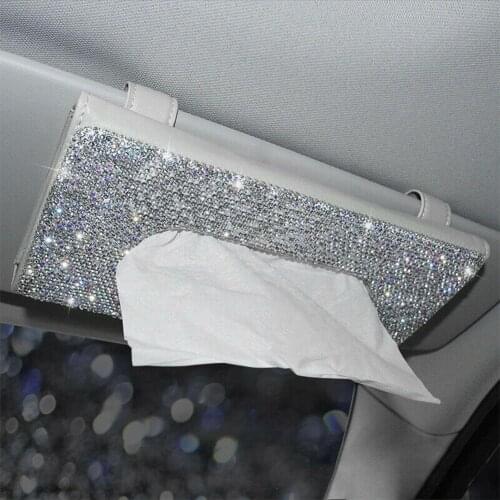 2 kind color Car Visor Tissue Holder Hanging Leather Case Towel Crystal Paper Car Accessorie Universal Cover Interior Rhine I5U4