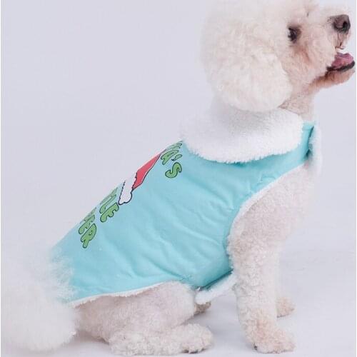 2020 Dog autumn and winter new lapel belly sticker cloak warm and velvet pet Christmas clothes