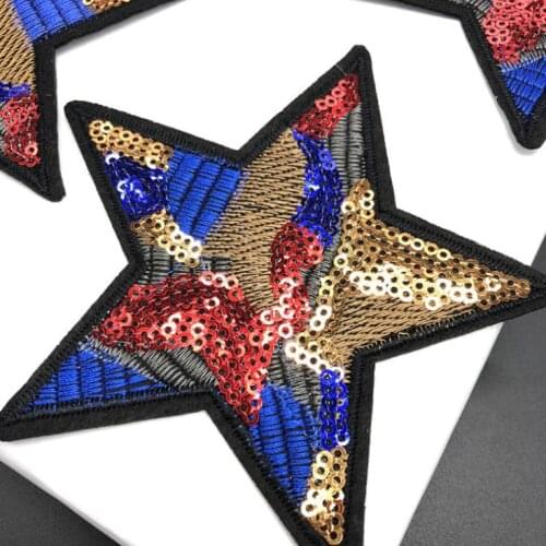 3pcs New Stars Sequins Iron On Patch Vintage Embroidered Applique DIY Jacket T-shirt Coat Decoration Patches Sewing Accessories