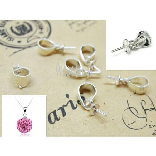 50PCS 925 Jewellery Sets Findings Genuine Pure 925 Sterling Silver colorCup Cap Bail Connector For Pendant