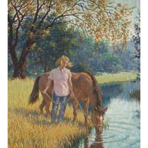 5D DIY Diamond Painting Square Round Diamond Character Painting Cow People Picture Embroidery Cross Stitch Home Decor WG2802
