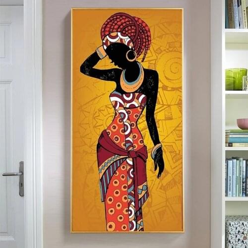 African Art Black Gold Woman Scandinavian Canvas Painting Wall Art Posters Prints Figure Cuadros Wall Pictures for Home Decor