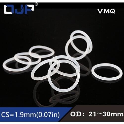 5PCS/lot White Silicon Ring Silicone/VMQ O ring 1.9mm Thickness OD 21/22/23/24/25/26/27/28/29/30 Rubber O-Ring Seal Gasket