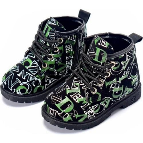 AOGT Children Shoes Boys Martin Boots Fashion Kids Casual Girls Rubber Boots Touch Suede With Embossed Alphabet Soft Sole Shoes