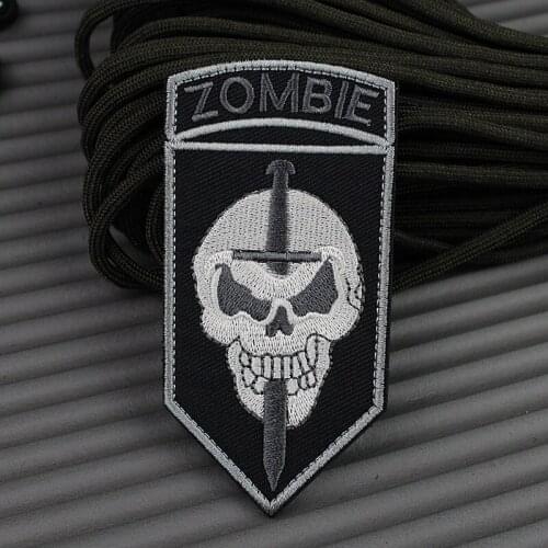 Skull Sword Zombie Hunter Tactical Killer Team Military Army Embroidery Patches For Clothes Backpack Emblem Appliques Badges