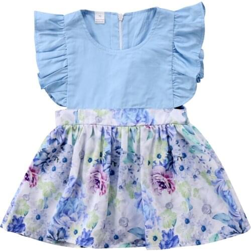 2019 Toddler Infant Baby Girls Floral Flying Sleeves Dress Princess Party Pageant Cute Summer Sundress