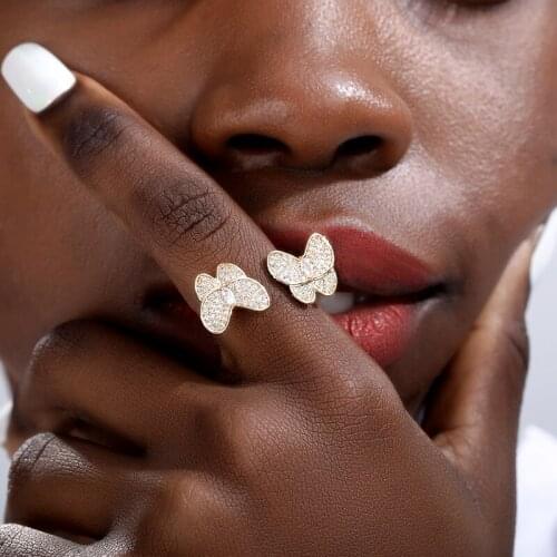 Two Butterflies Ring Trendy Engagement Claws Design Rings Women Zircon Cubic Elegant Rings Female Wedding Jewerly