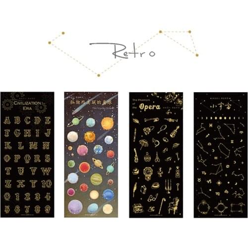 Hot Stamping Planet Decoration Stickers School Supplies Universe Space Sticker for Diary Photo Phone DIY Scrapbooking Stationery