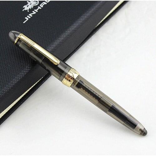 Jinhao luxury fountain pen transparent Black gold clip stainless steel nib gray 992 ink Pen