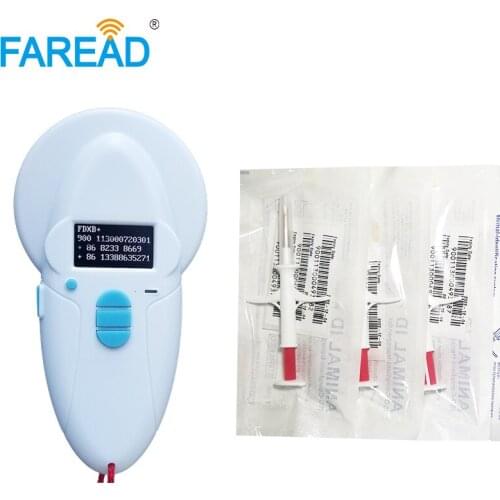 X1pc RFID Handheld Reader 134.2/125KHz FDX-B /FDX-A/HDX + x20pcs 2.12*12mm FDX-B electronic tag pets Microchip with Syringe