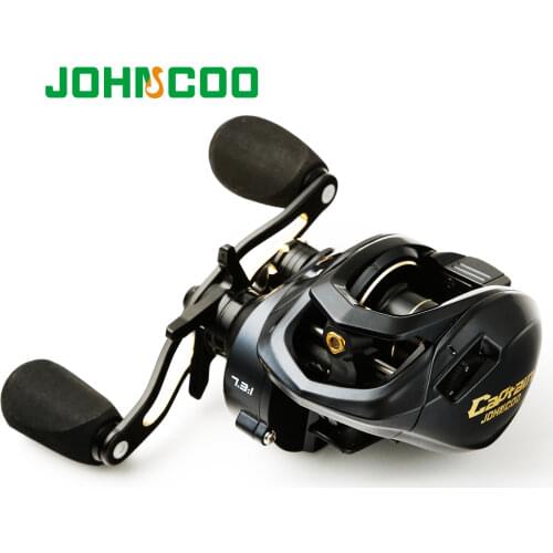 Baitcasting reel 11+1 bearings 7.3:1 Johncoo long casting fishing reel 18lb max drag powerful reel with shallow spool