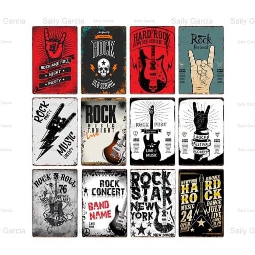 Classical Music Tin Signs Metal Plaque Folk Rock Guitar Poster Wall Art Sticker Decor for Club Garage Bar Iron Painting