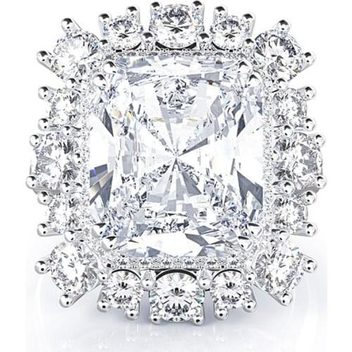 Classic 100% 925 Sterling Silver Wedding Party Ring Created Moissanite Diamond Engagement Rings for Women Fashion Fine Jewelry