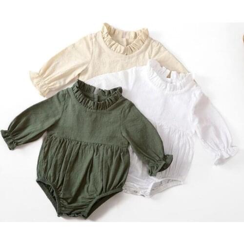 Newborn Baby Boy Girl Rompers Baby Girl Long Sleeve Pure Color Rompers New 2021 Autumn Spring Baby Boy Girl Rompers Clothes