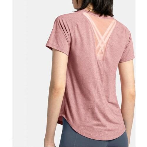 Yoga Crop Top Summer Suit Womens Loose Running Blouse Fitness Short Sleeve T-shirt Mesh Breathable Sports Mujer Camisetas