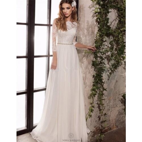 Long Sleeve Lace Wedding Dresses 2017 New Simple Elegant WEdding Gown Bohemian Wedding Dresses with Long Sleeves