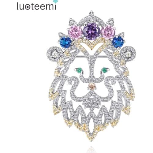 LUOTEEMI Gorgeous Striking Attractive Stunning Good-looking Animal Of Lion Shape Brooch Multi Color For Women Anniversary