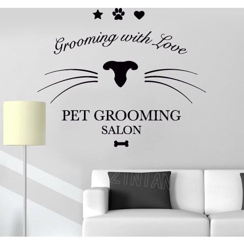 Pet Grooming Salon Wall Decor Beauty Animal Stickers Dog Shop Sign Decals Self-Adhesive Film Wall Sticker Waterproof Murals Z407