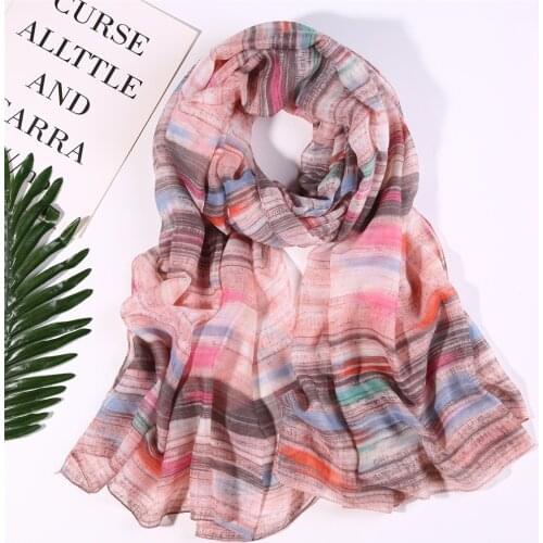 2020 New Stripe Print Scarves Shawls Long Soft Viscose Wrap Scarf Hijab 7 Color Free Shipping