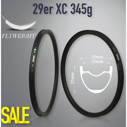 2021 New Flyweight 345g 29er MTB Carbon Rim Tubeless Ready For XC Cross Country Wheels Hookless Style 30mm Width 25mm Depth