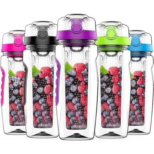 1000ml Plastic Fruit Infuser Juice Shaker Sports Lemon Water Bottle Tour Hiking Portable Drinkware Bottles water bottle