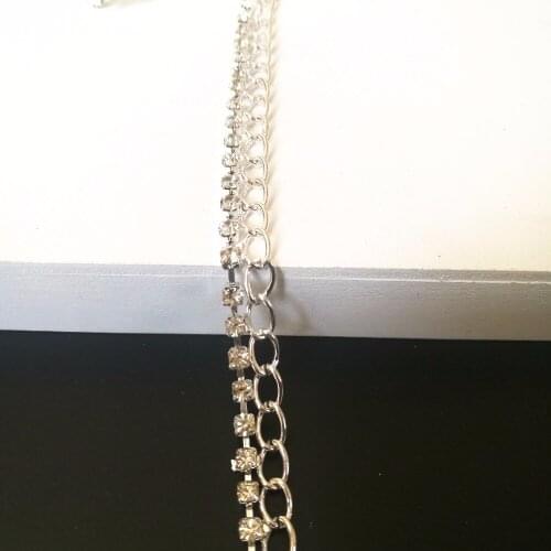 Clear Crystal Silver Rhinestone Chain Apparel Sewing Applique Style diy Accessories for wedding dress Trim