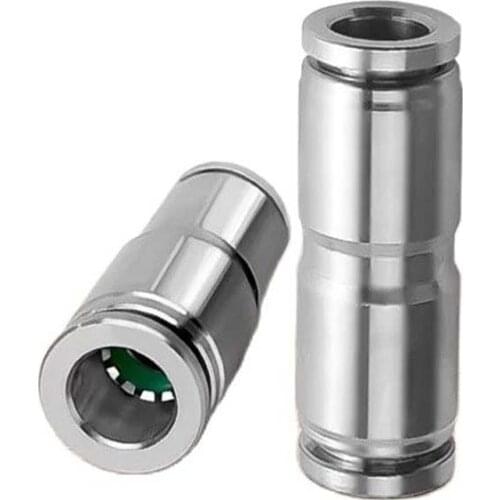 PU PG Pneumatic Quick Connect Straight Union Tube OD 4 6 8 10 12 14 16mm 304 Stainless Steel Push In Air Fitting