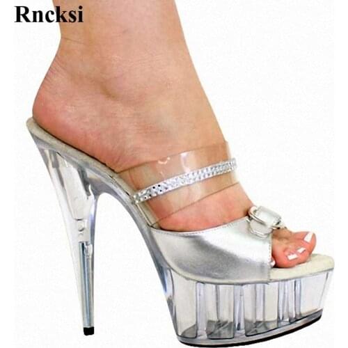 Rncksi New Crystal Shoes Wedding Shoes Performance Slippers 15 High-Heeled Women Shoes 6 Inch Party Special Stripper Shoes