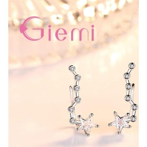 Unisex Fashion Cool 925 Sterling Silver Cubic Zirconia Rhineston Stud Earrings For Women Girlfriend Anniversary Gift