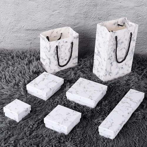 Fashion Earrings Necklace Bracelet Ring Box Gift Jewelry Display Retro Marble Texture Jewelry Box