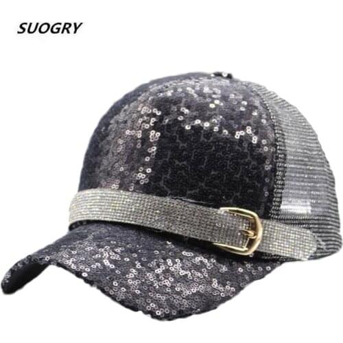 SUOGRY 2019 Sequins Snapback Shinning Mesh Baseball Cap Striking Pretty Adjustable Women Girls Hats Casquette Gorras