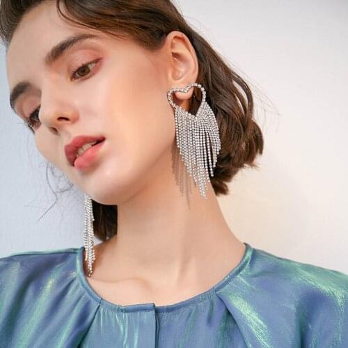 Korean Heart Big Drop Tassel Heart Earrings Accessories For Women Earrings Grandes Mujer Kolczyki Jewelry Piercing Earing