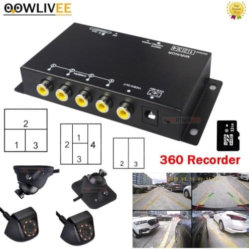 OOWLIVEE Intelligent Car DVR 4 Channels Video Split Box Cycle 64G Recorder For car front side Rear view cameras 8IR Night Vision