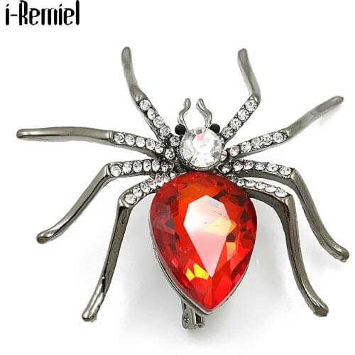 Vintage Spider Animal Brooch Crystal Rhinestone Elegant Female Scarf Buckle Coat Collar Pin Bag Hat Decoration Christmas Jewelry