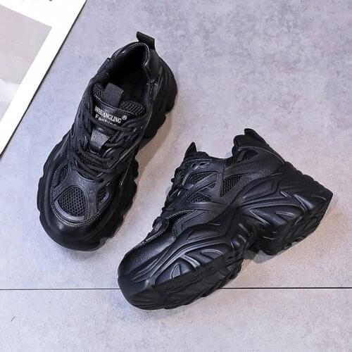 Autumn Women Chunky Sneakers Vulcanize Shoes Korean Fashion New Female White Platform Thick Sole Running Casual Shoe Woman 5cm