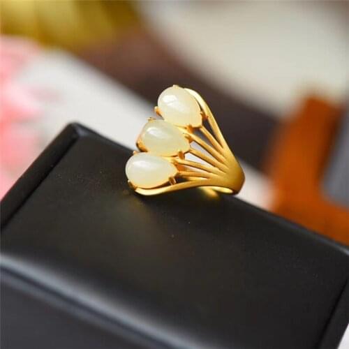 Retro Geometric 925 Sterling Silver Jade Rings For Women Real Natural Hetian Jade Gemstone Ring Female Adjusted Wedding Jewelry