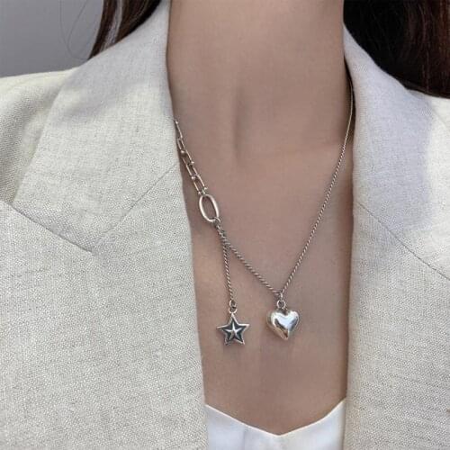 Silver Necklace for Women Heart Shape Pendant Necklace Women Chain Necklace Fashion Jewelry Accessories Wholesale