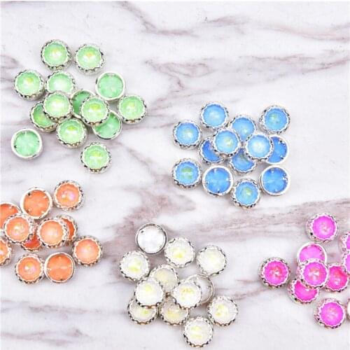 15Pcs Macaron Symphony Fluorescent Diamonds 10Mm Round Hand-Sewn Candy Mocha Rhinestones BirdS Nest Claw Wedding Decoration