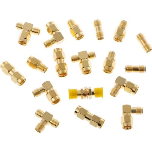 18 Pcs SMA Kits Connector Male Female Plug Antenna Converter Adapter Coax Set