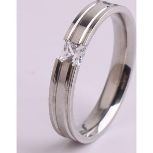 4mm wide AAA Zircon 316L Stainless Steel finger rings for women wholesale