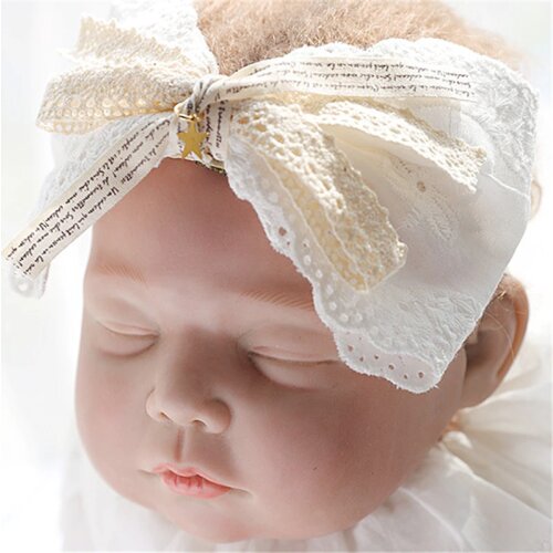 5pcs/lot Big Bow Kid Headband High Stretch Elastic Hairband Girl Princess Head Wear Fashion Cute Lace Bow Hair Band