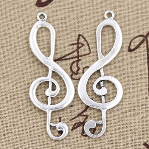 6pcs Charms Musical Note 60x21mm Antique Silver Color Plated Pendants Making DIY Handmade Tibetan Silver Color Jewelry