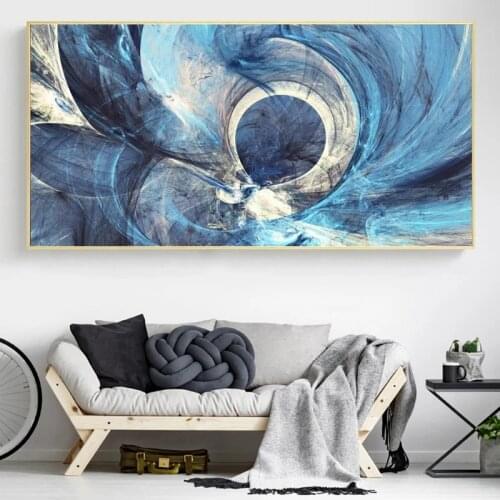 Abstract Creative Blue Lines Canvas Painting Modern Posters and Prints Wall Art Pictures for Living Room Home Decoration Cuadros